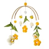 let's make Mobile Baby Holz + Wollknäuel, Frische Blumen und Bienen, Windspiel Rassel Wickeltisch,...